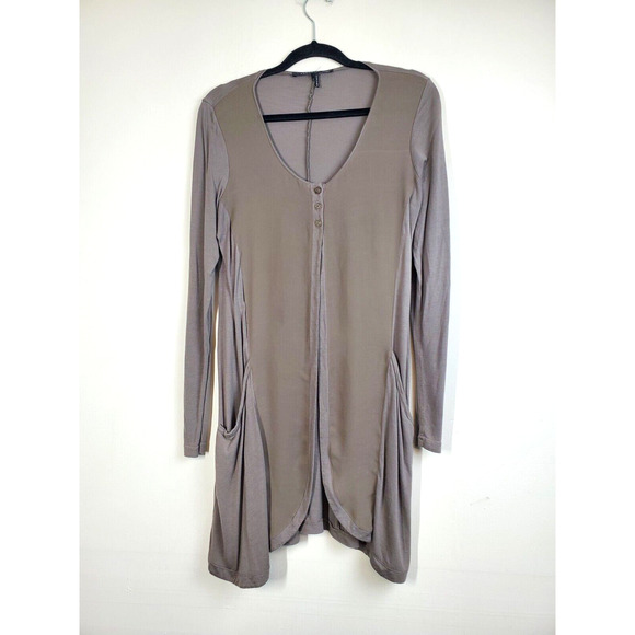 Mado et Les Autres Womens Top LAGENLOOK Artsy Long Cardigan Layering Boho Brown - Picture 10 of 10